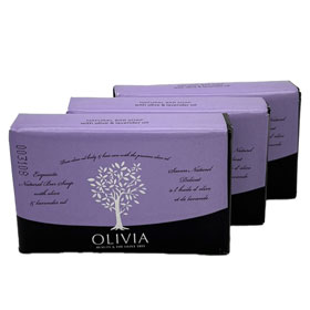 Papoutsanis Olivia Natural Greek Soap with Olive Oil & Lavender, 3 bars of 125gr ea