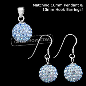 The Rio Collection - Swarovski Crystal Ball Pendant and Hook Earrings Blue