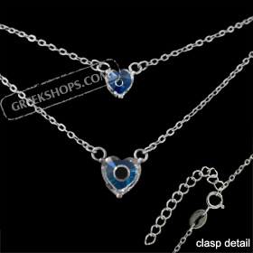 The Amphitrite Collection - Sterling Silver Necklace - Double Chain w/ Two Mati Hearts