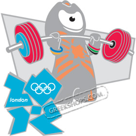 London 2012 Mascot Wenlock Weightlifting Pin