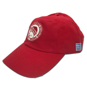 Olympiakos Adjustable Baseball Cap. In Red