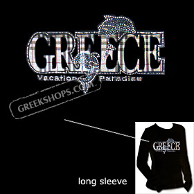 Crystal Studded Long Sleeve Shirt - Plaid Greece Vacation Paradise w/ Dolphins Style D6093