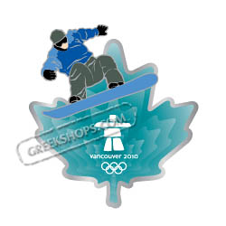 Vancouver 2010 Clear Aqua Leaf Snowboarder Pin