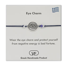 The Filia Bracelet Collection:: Round Evil Eye adjustable Macrame Dark Blue Bracelet
