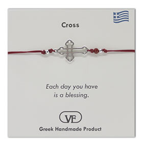 The Filia Bracelet Collection:: Greek Cross Adjustable Macrame Red Bracelet