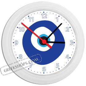 Greek Time - Greek Mati Evil Eye Wall Clock