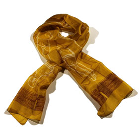 Cycladic Idol Silk Scarf - Gold Color