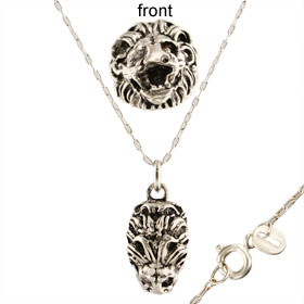 Sterling Silver Lion's Head Pendant w/ 18" chain