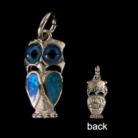 The Neptune Collection - Sterling Silver Pendant - Owl and Opal (14mm)