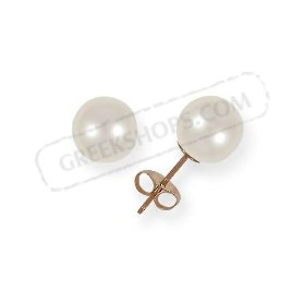 Pearl Earrings Round Natural White 14k Gold 5.5mm