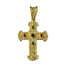 The Theodora Collection - 24k Gold Plated Sterling Silver Byzantine Cross with Rounded edges  (30mm)