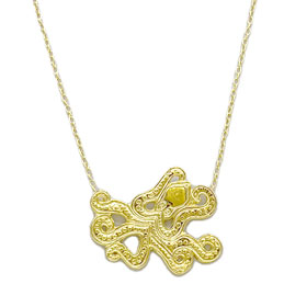 The Neptune Collection -  Gold Plated Sterling Silver Octopus Necklace 16"