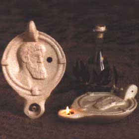 Ceramic Olive Oil Lamp - Zeus 0141L2