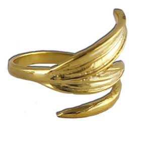 Olive Leaves Gold Plated Sterling Silver Adjustable Ring
