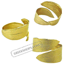 The Elaia Collection - Gold Plated Sterling Silver Ring - Olive Leaf