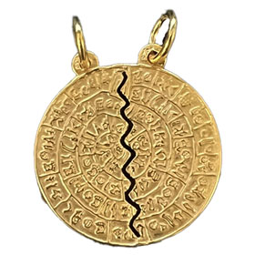 24k Gold Plated Sterling Silver Pendant - Phaistos Disk Friendship Necklace (32mm)