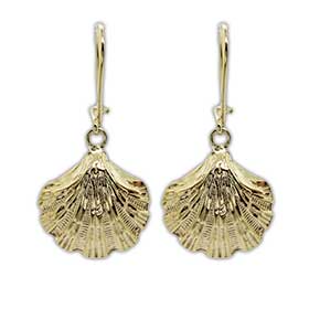 24k Gold plated Sterling Silver Scallop Shell Hoop Earrings 20mm