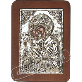 G0210 Orthodox Saint Silver Icon - Panayia ( Virgin Mary ) Axion Esti 13x19cm