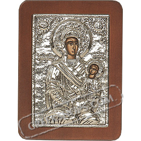 G0212 Orthodox Saint Silver Icon - Panayia ( Virgin Mary ) I Skepi 13x19cm