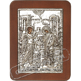 G0217 Orthodox Saint Silver Icon - Evagelismos ( Annunciation ) 13x19cm