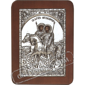 G0269 Orthodox Saint Silver Icon - Agioi Theodoroi ( SaintsTheodore ) 13x19cm