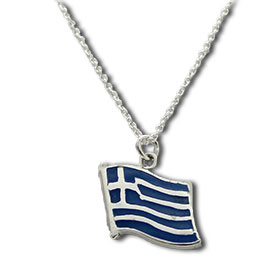 Sterling Silver Greek Flag Pendant w/ 18" Chain