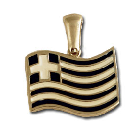 Sterling Silver Waving Greek Flag Pendant w/ black leather cord 