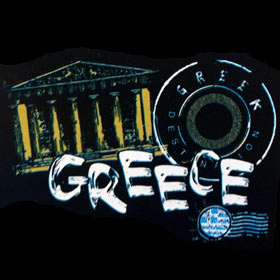 Greece Destination Composition, Unisex Navy Blue Tshirt Style D1139