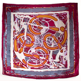 Authentic Greek Silk Shawl / Scarf w/ Ancient Greek Mosaic 