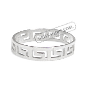 Code : JP151R  Sterling Silver Ring - Greek Key Band 4mm