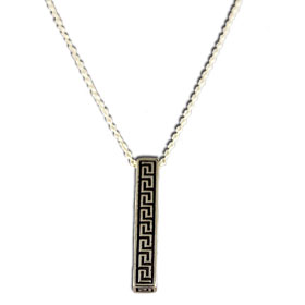 Greek Key Column Sterling Silver Pendant with 16" chain 