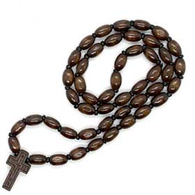 Greek Orthodox Wooden Bead Prayer Rope w/ cross, Greek Rosary style 105