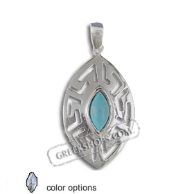 The Alcyone Collection - Sterling Silver Pendant - Greek Key Oval Large (40mm) (Clearance 20% Off)