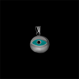 Greek Sterling Silver Mati Collection - Pendant w/ turquise glass and Evil Eye (10mm) 