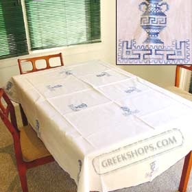 Style 835 Tablecloth Oval Ends Greek Amforeas 58x43 in.