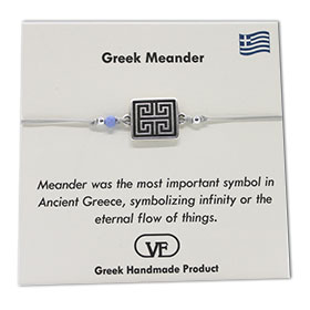 The Filia Bracelet Collection:: Greek Meander Adjustable Macrame Silver Thread Bracelet