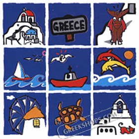 Greece Themed Cartoon Tiles T-shirt Style D371