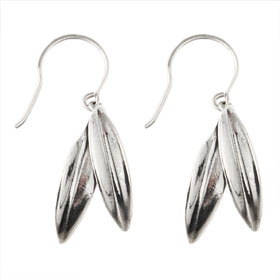 The Elaia Collection - Sterling Silver Earrings - Olive Leaf Pair (23mm)