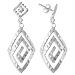 Sterling Silver Earrings - Curved Greek Key Diamond with Hammered Detail (33mm)