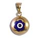 14k Gold Evil Eye Pendant - Circle Flower 2 Sided (9mm) 