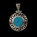 The Neptune Collection - Sterling Silver Pendant - Circle w/ Greek Key & Opal (26mm) 