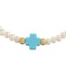 The Nefeli Collection -  Pearl Bracelet with Mother of Pearl Blue Cross and Evil Eye  (3mm beads)
