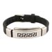 Rubber and Stainless Steel Wristband - Greek Key Motif