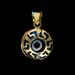  14k Gold Pendant - Evil Eye w/ Greek Key Round (10mm)