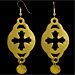 Gold Plated Earrings - Cross Motif w/ Decorative Charm (60mm)