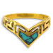 14k Gold Ring - Turquoise Stone w/ Greek Key (Size 8)