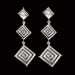 Sterling Silver Post Earrings - Double Greek Key Motif Diamond  (50mm)