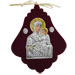Silver Icon on Red Velvet Frame - Panayia ( Virgin Mary ) 15x12cm