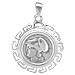 Sterling Silver Pendant - Athena & Nike Ancient Silver Coin w/ Greek Key Motif Border (32mm)