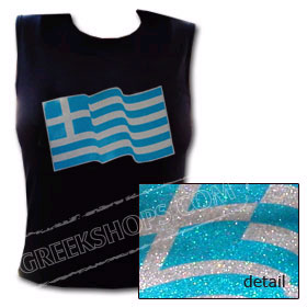 Greek Flag Waving Sparkling Tank Top